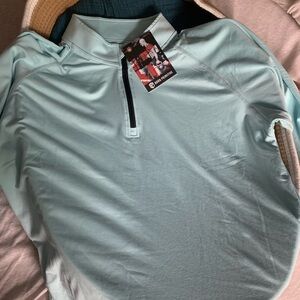 Born Primitive 1/4 Zip Shirt Men's Blue/Aqua Long Sleeve Activewear Top